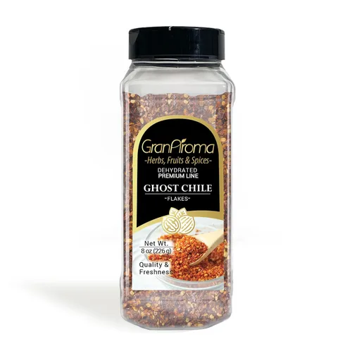 Vista 6 de GranAroma Ghost Chile Flakes, muy caliente, desafíos de especias, salsas y sopas (1.8 onzas)