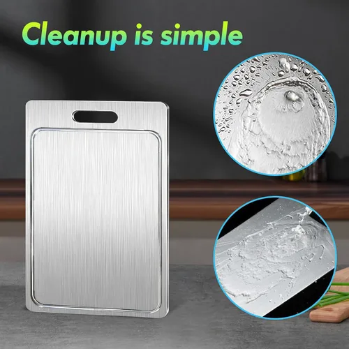 Vista 3 de Tabla de cortar de titanio con ranuras, tablas de cortar para cocina, tabla de cortar de titanio de doble cara de grado alimenticio para cortar
