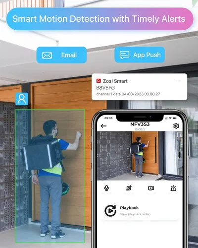 Vista 6 de ZOSI Sistema de cámara de seguridad para el hogar PoE de 8 canales 8MP 4K PoE al aire libre, 8 cámaras IP domo PoE con cable de 5 MP (3K), NVR PoE