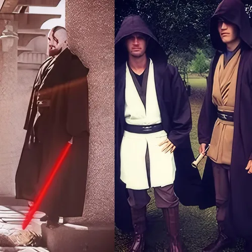 Vista 7 de Men's Cosplay Cloak Robe Costume Halloween Tunic Hooded Uniform
