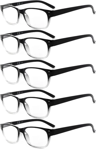 Vista 11 de Eyekepper Gafas de lectura clásicas para hombre, paquete de 5 con bisagras de resorte
