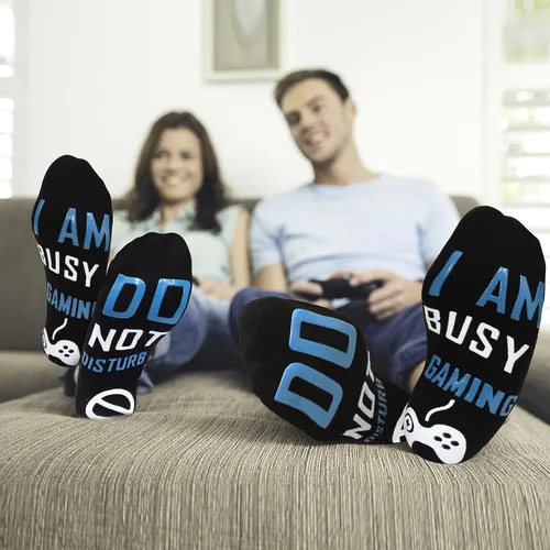 Vista 5 de QAPIZM Do Not Disturb I'M Gaming Socks, Teen Boys Gift Teenage Stocking Stuffers Gamer Sock for Men, Father, Dad, Grandson