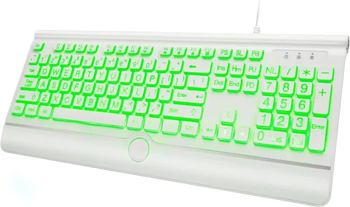 Vista 9 de KOPJIPPOM Teclado de computadora retroiluminado con impresión grande, teclados USB con cable de tamaño completo con retroiluminación de 7