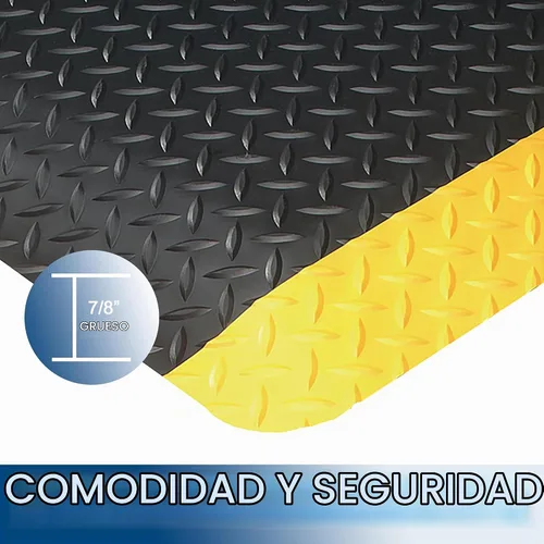 Vista 4 de Durable Corporation-442S - Tapete de vinilo resistente con esponja Diamond-DEK, antifatiga, 2 x 3 pies, negro con borde amarillo