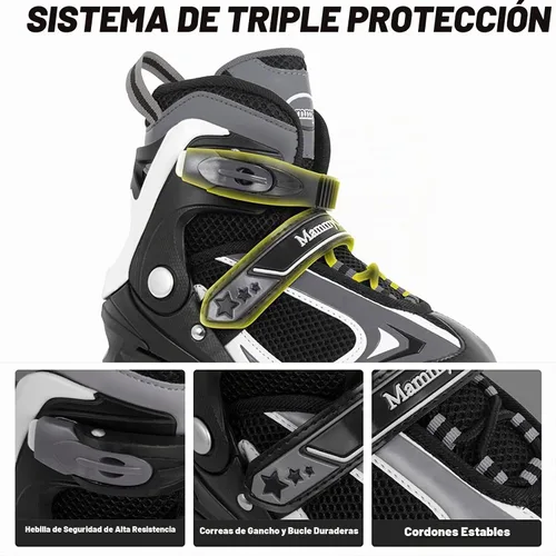 Vista 2 de MammyGol Patines en línea ajustables para niños y niñas, patines con ruedas iluminadas de 4 a 16 años