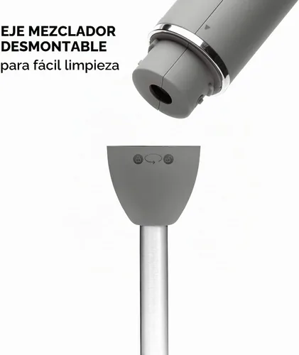 Vista 7 de Chefman Batidora de mano con varillas de inmersión con cuchillas de acero inoxidable, potente batidora eléctrica de hielo con control de 2 Gris
