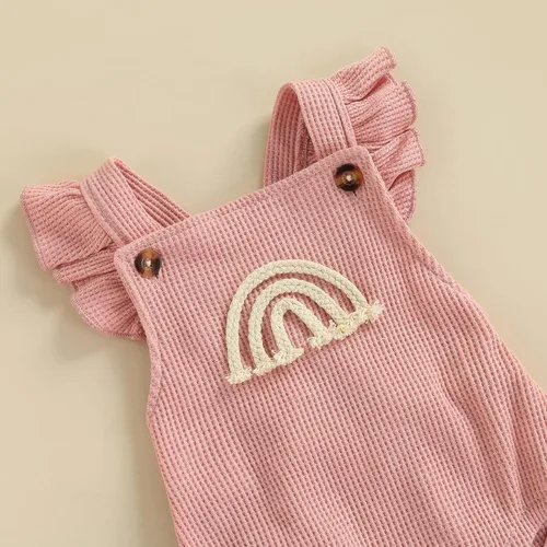 Vista 5 de Engofs Boho Rainbow Baby Girl Ropa recién nacida con volantes sin mangas con diadema