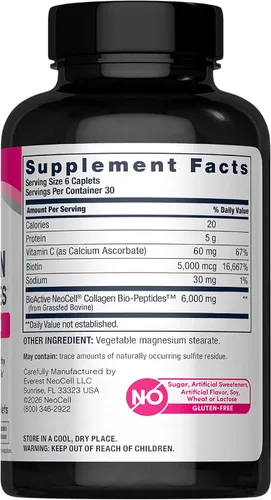 Vista 2 de Píldoras de péptidos de colágeno NeoCell 180 tabletas Con vitamina C