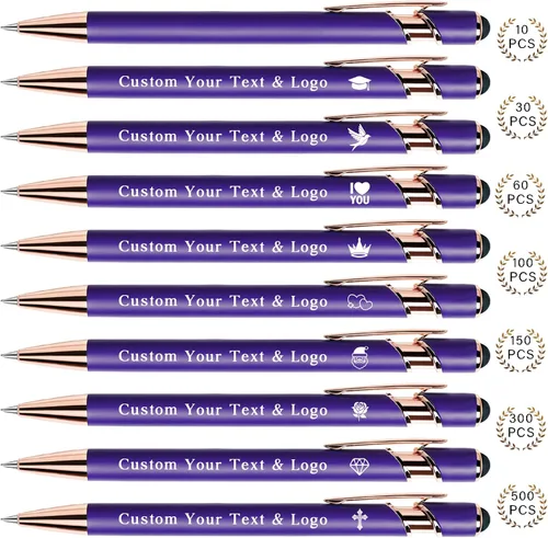 Vista 20 de Bolígrafos personalizados a granel, bolígrafos personalizados con nombre/logotipo en ambos lados, regalo de tinta negra, bolígrafo grabado con lápiz