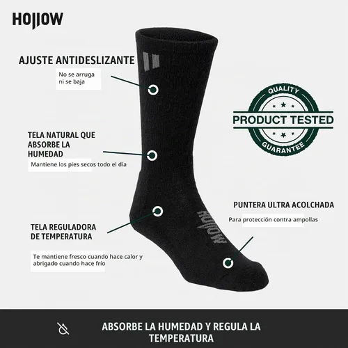 Vista 3 de HOLLOW Calcetines de alpaca para hombres y mujeres, absorben la humedad negro (1 unidad)