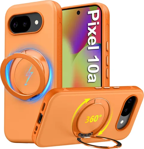 Vista 28 de Oterkin Funda para Google Pixel 10a con soporte magnético de giro de 360° [compatible con MagSafe] [antideslizante] [15 pies] a prueba de golpes
