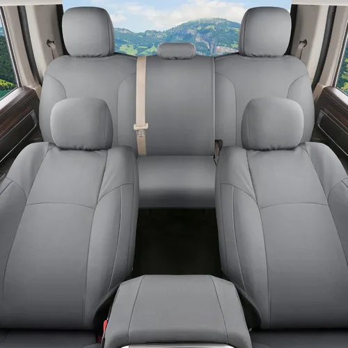 Vista 58 de Coverado Chevy Silverado - Juego completo de fundas de asiento de lona impermeables, apto para Silverado GMC Sierra 2007-2013 y 2019-2025 1500 Negro