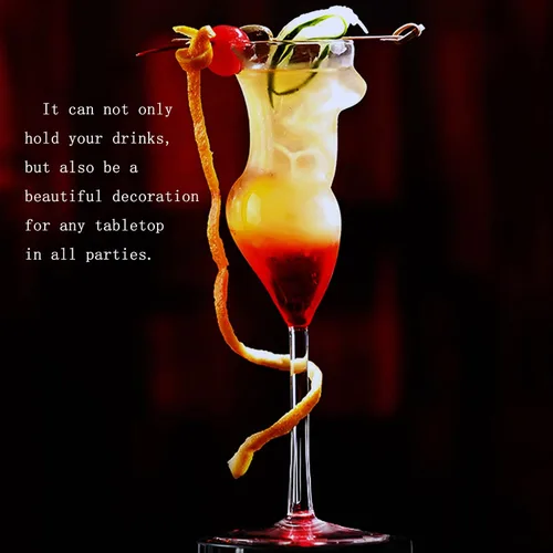 Vista 3 de 2 vasos de cristal transparente sexy Naked Miss con forma de cuerpo, vaso de cóctel transparente soplado a mano para cócteles, fiestas, decoración