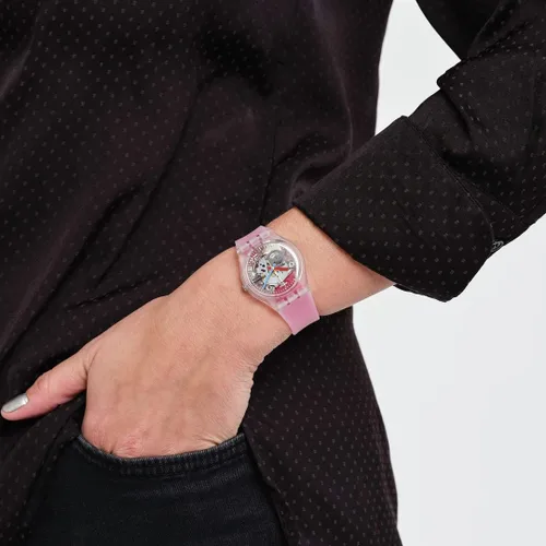 Vista 3 de Swatch Reloj unisex con rayas rojas claras (Modelo GE292), Rojo -, Reloj estándar