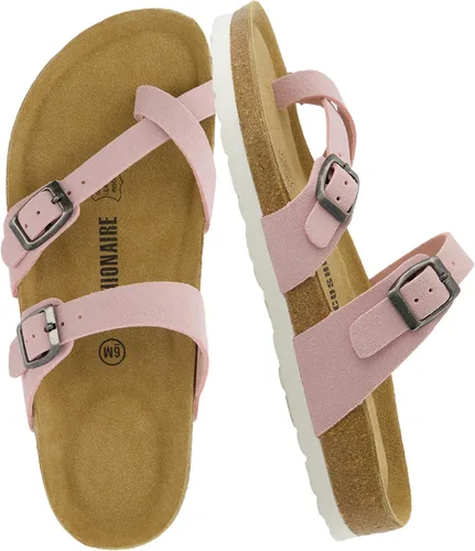 Vista 18 de CUSHIONAIRE Luna - Sandalias con plantilla de corcho para mujer con correas Negro