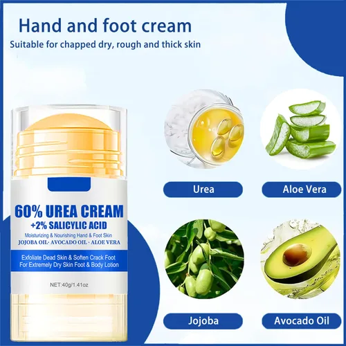 Vista 6 de Crema de urea 60 por ciento para pies de máxima fuerza, crema para pies de urea con ácido salicílico al 2%, loción para pies, removedor de callos