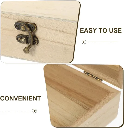 Vista 4 de EXCEART Joyero rectangular pequeño de madera, estuche de almacenamiento compacto para aretes, collares, pulseras, viajes y uso doméstico