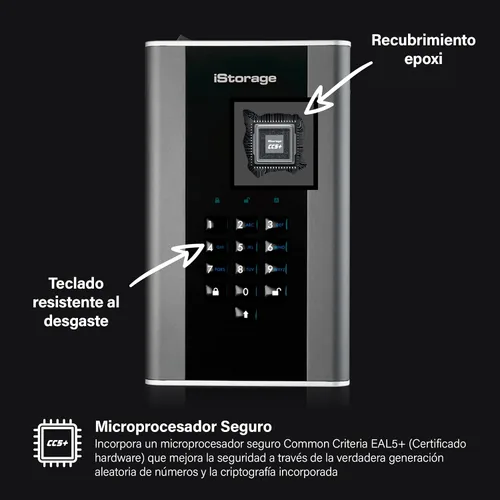 Vista 3 de iStorage diskAshur DT2 256-bit 10TB Certificado FIPS Nivel 3 Disco duro de escritorio cifrado seguro Protección con contraseña