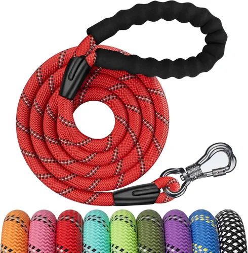 Vista 12 de NTR Correa de perro de 3 pies resistente, Correas de perro de cuerda verde con gancho giratorio y con candado y mango acolchado cómodo, Correa
