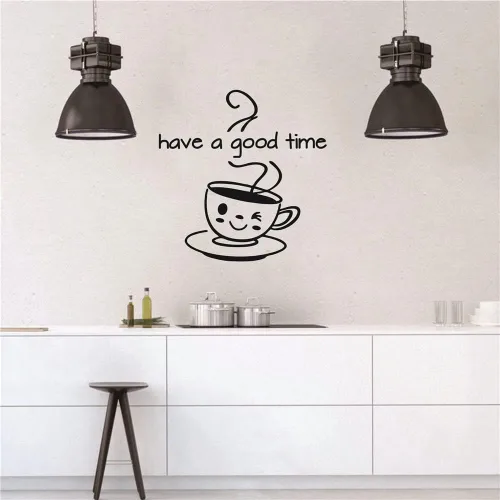 Vista 5 de Decoración de pared para comedor, cafetería, decoración de pared, calcomanía de pared de vinilo para cafetería, tienda de té, frase "Have a Good