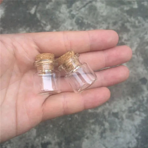 Vista 5 de Mini botellas de vidrio con tapón de corcho transparente de 0.1 fl oz, frascos pequeños, frascos, frascos, botella de deseos, 100