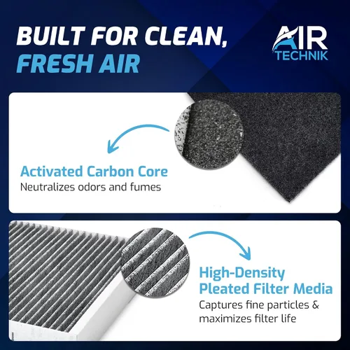 Vista 4 de AirTechnik Filtro de aire de cabina CF12000 con carbón activado Compatible con Chrysler 200 2015-2017, Jeep Cherokee 2014-2020 - 68223044AA