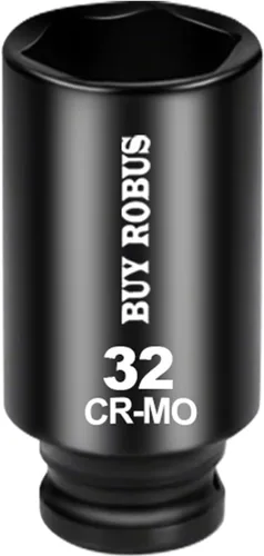 Vista 6 de Enchufe métrico de impacto profundo de 1-1/4 de 1/2", CR-MO de 6 puntos para una fácil extracción de la tuerca del eje Negro