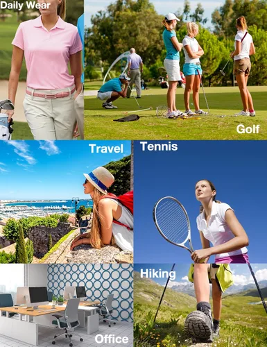 Vista 6 de QINGXUN Polo de manga corta con estampado gráfico para mujer, polo de golf que absorbe la humedad