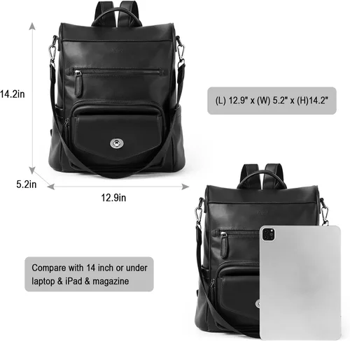 Vista 3 de CLUCI - Mochila de piel convertible para mujer bolsa de libros grande mochila antirrobo
