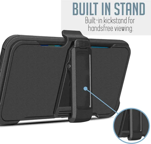 Vista 5 de Funda para Google Pixel 8 Pro, resistente y duradera, con protección de puerto, incluye soporte de clip con protector de pantalla integrado (negro)