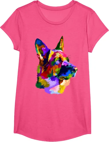 Vista 66 de Camiseta con retrato de pastor alemán para dueños de perros, Negro, S