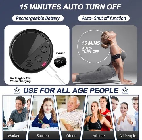 Vista 6 de Unidad TENS Inalámbrica Inteligente Estimulador Muscular Dispositivo TENS y EMS, Máquina Masajeadora Corporal Mini de Tejido Profundo con Pulso