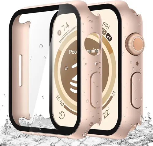 Vista 12 de Misxi Paquete de 2 fundas impermeables con botón diseñadas para Apple Watch Series 3 Series 2 de 38mm, funda rígida de policarbonato anticaídas