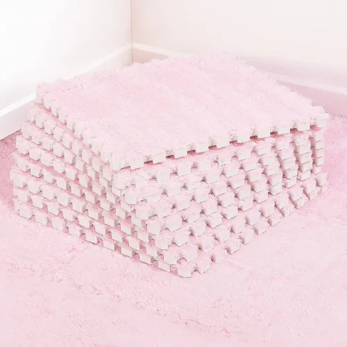 Vista 13 de 12 piezas de alfombrillas de espuma de felpa gruesa entrelazadas para el piso, azulejos de espuma entrelazados con bordes para niños, alfombra