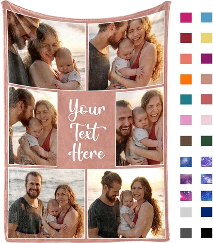 Vista 11 de Yofair envía al día siguiente, manta personalizada con foto, regalos personalizados para mamá, papá, manta con foto personalizada, regalos