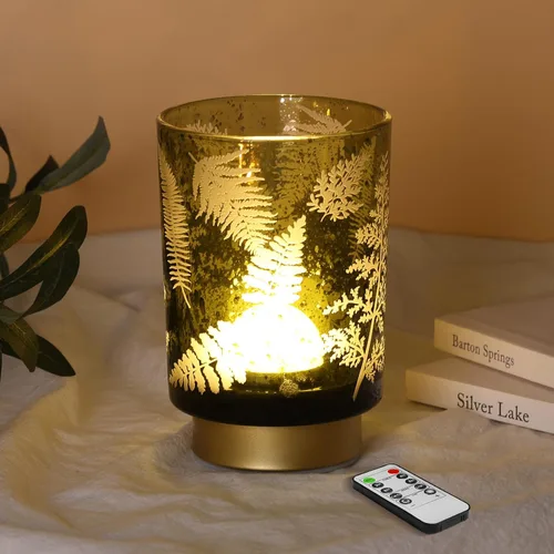 Vista 8 de Eywamage Pequeña lámpara de mesa con pilas con control remoto, lámpara de cristal inalámbrica de ciervo del bosque para dormitorio, sala de estar