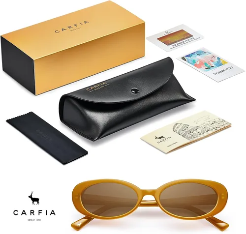 Vista 6 de CARFIA Gafas de sol ovaladas retro de acetato para mujer, polarizadas, protección solar UV, gafas de moda novedosas CA5501