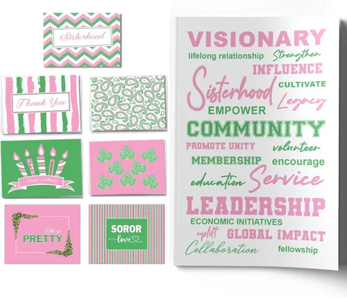 Vista 17 de Tarjetas de notas rosas y verdes Inspiradas en la hermandad Tarjeta de agradecimiento, cumpleaños y hermandad