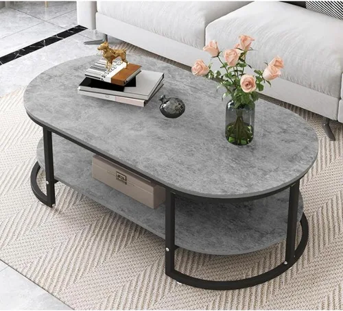 Vista 8 de Mesa de centro ovalada de mármol, moderna mesa de centro de mediados de siglo, marco de metal dorado, mesa de cóctel, para sala de estar, hogar