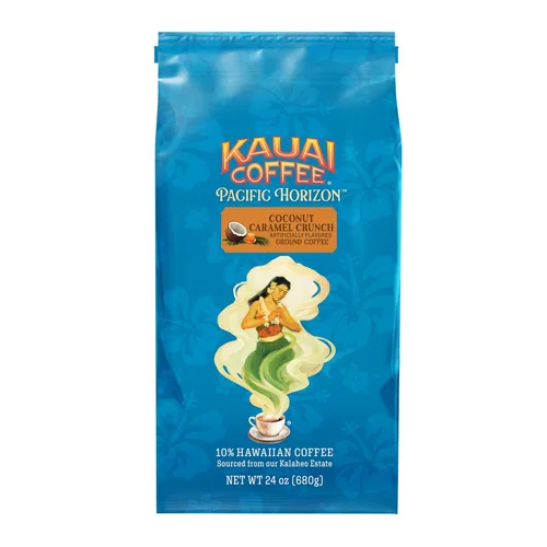 Vista 17 de Kauai Café molido, descafeinado tostado medio, café molido arábica del mayor productor de café de Hawái, aroma brillante con notas florales ligeras