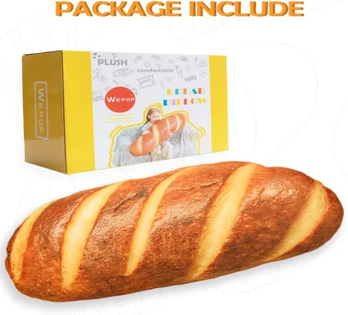 Vista 2 de Wepop - Almohada de 24 pulgadas en forma de hogaza de pan 3D, cojín lumbar suave con forma de baguette, juguete de peluche relleno gracioso