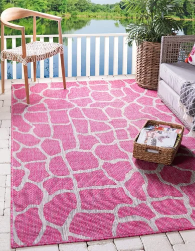 Vista 14 de Unique Loom Outdoor Safari Collection - Alfombra de área - Jirafa (2' x 6' 1" camino, azul/gris)