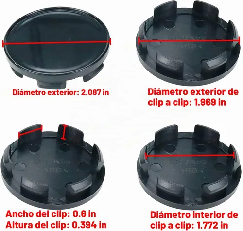 Vista 2 de Modengzhe Tapas centrales para llantas, 2.087 in, cubiertas centrales de repuesto compatibles con Chevrolet si corresponde, 1.969 in de diámetro