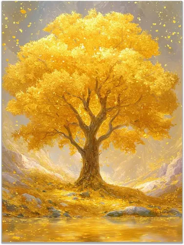Vista 25 de VOCBAN Abstract Tree Landscape Painting On Canvas Poster Wall Artworks Pictures Living Room and Bedroom Picture Prints for Walls(blue blue 109