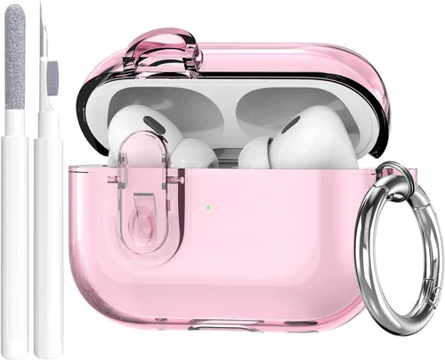 Vista 32 de Compatible con Airpods Pro 3 Funda transparente con bloqueo para teléfono, suave TPU magnético bloqueo automático Apple AirPods Pro de tercera