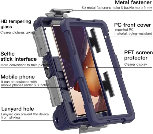 Vista 3 de Funda profesional para teléfono de buceo de 15 pies para todas las series Samsung Galaxy/Apple iPhone, funda impermeable para teléfono celular