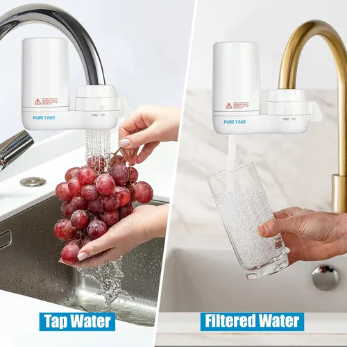 Vista 4 de Filtro de agua para grifo de fregadero, purificador de agua de montaje en grifo de 380 galones para fregadero de cocina, filtros de fibra de carbono