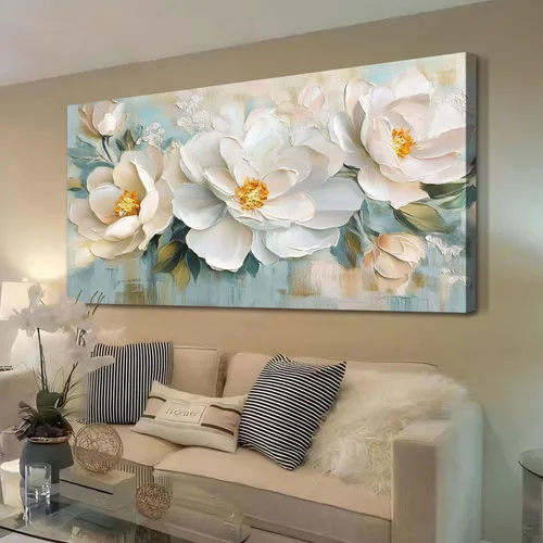 Vista 12 de Enartly Arte de pared texturizado 3D con ondas oceánicas para sala de estar, paisaje marino azul, velero, lienzo, pintura costera, obra de arte