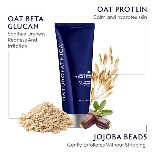 Vista 3 de Naturopathica Esmalte facial limpiador de avena, limpiador facial multiuso, exfoliante facial y máscara facial, exfoliante para hombres y mujeres
