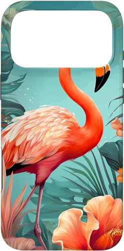 Vista 26 de Tropical Pink Flamingo Teal Orange Wildflower Palm Leaves Case for iPhone 17